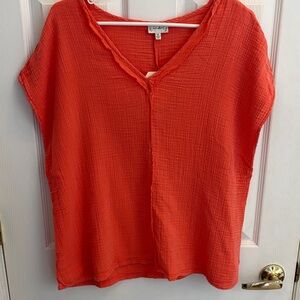 Wonderly Coral V-Neck Textured Top NWT size 1x